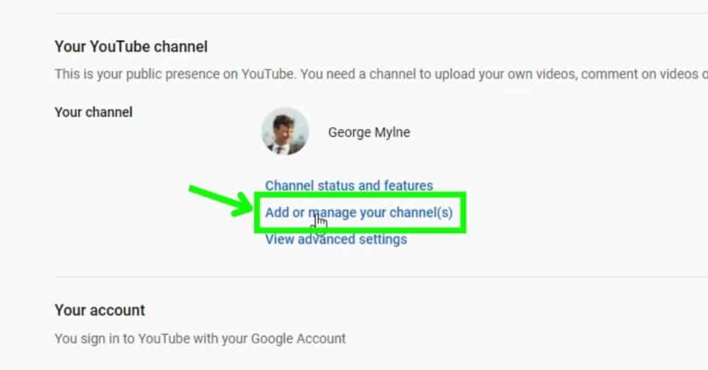 how to add a youtube channel to your google account