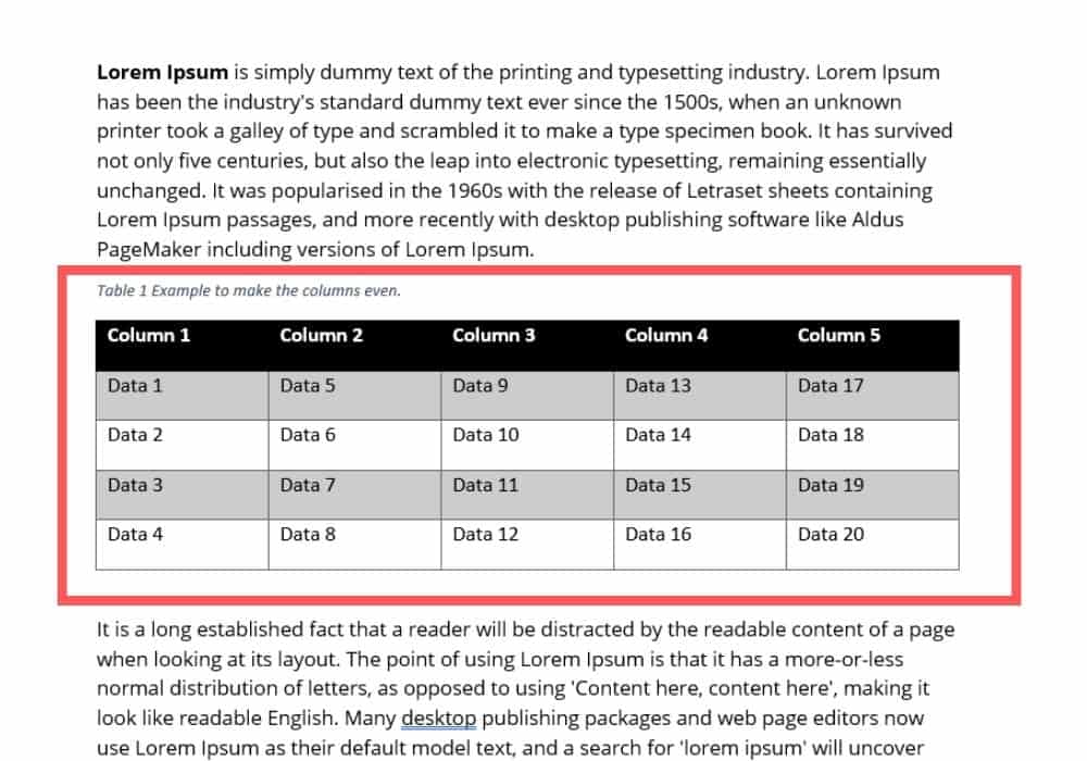 Make All Table Row Heights Equal in a Microsoft Word Table 4