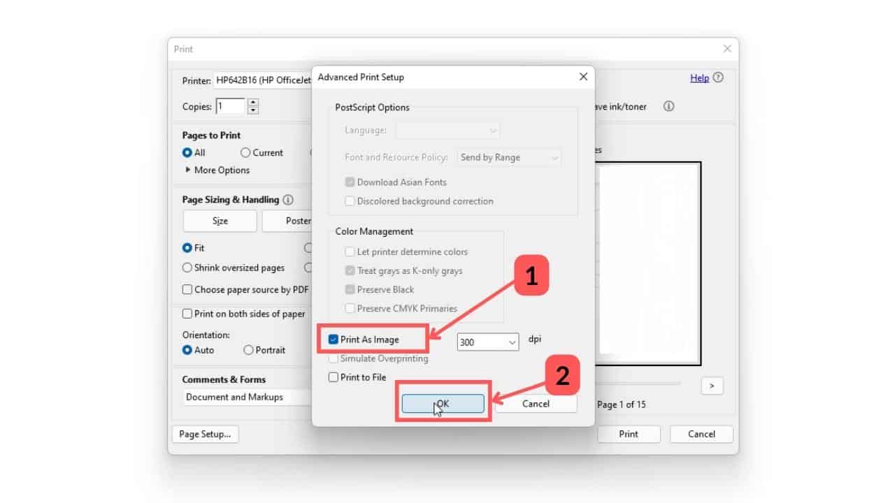 How to fix pdf printing error in Adobe Acrobat 3