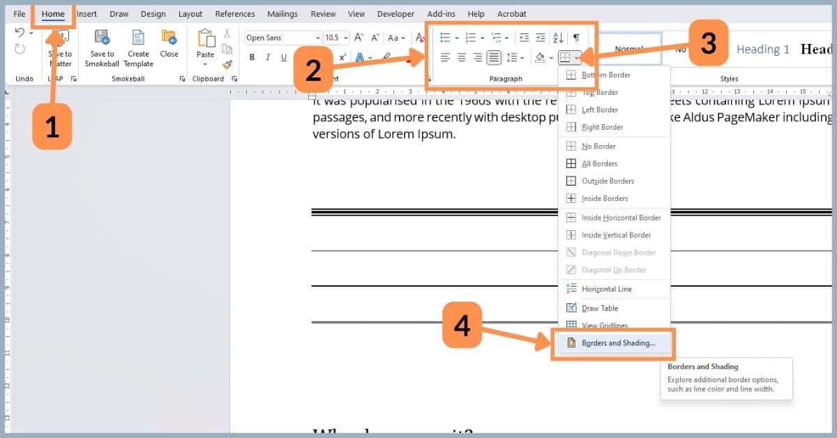 Change the Color of Horizontal Line in MS Word 2