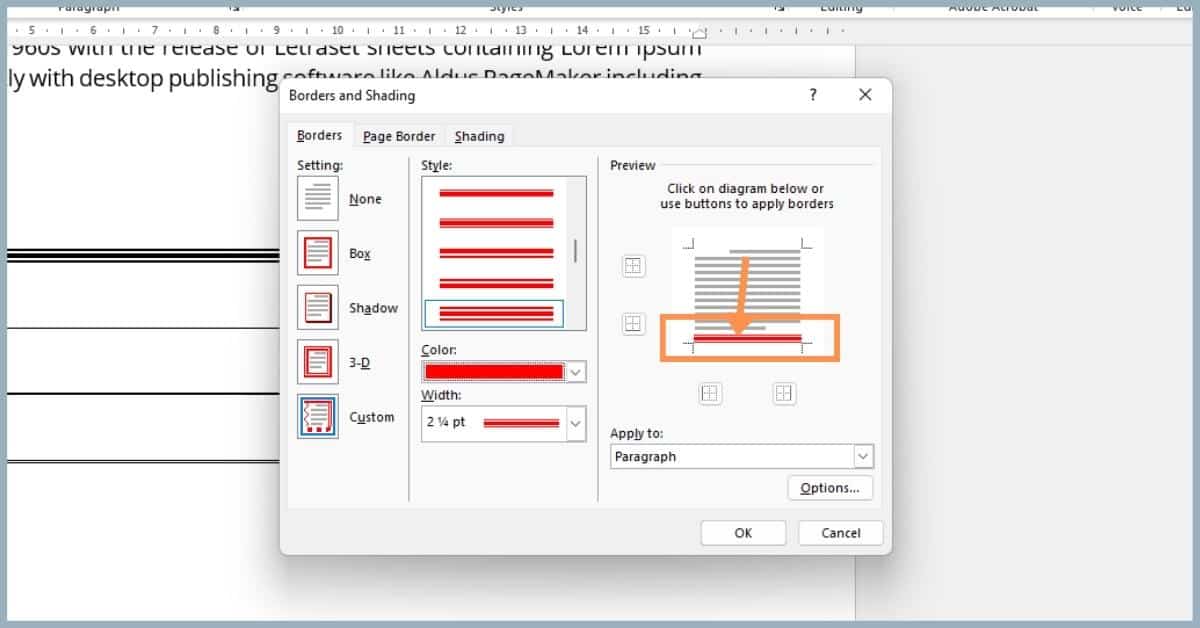 Change the Color of Horizontal Line in MS Word 4