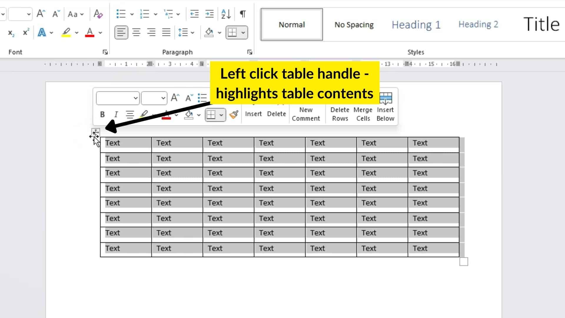 How to Delete Text in A MS Word Table (Clear Contents without Deleting