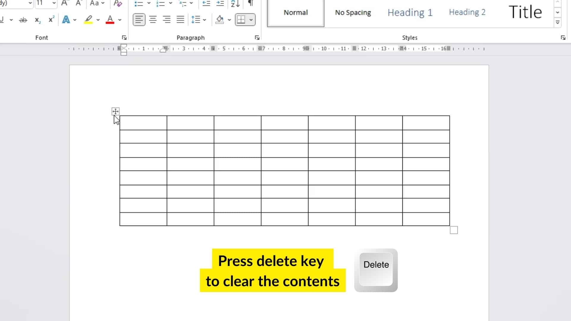 How to Delete Text in A MS Word Table (Clear Contents without Deleting Table) 4